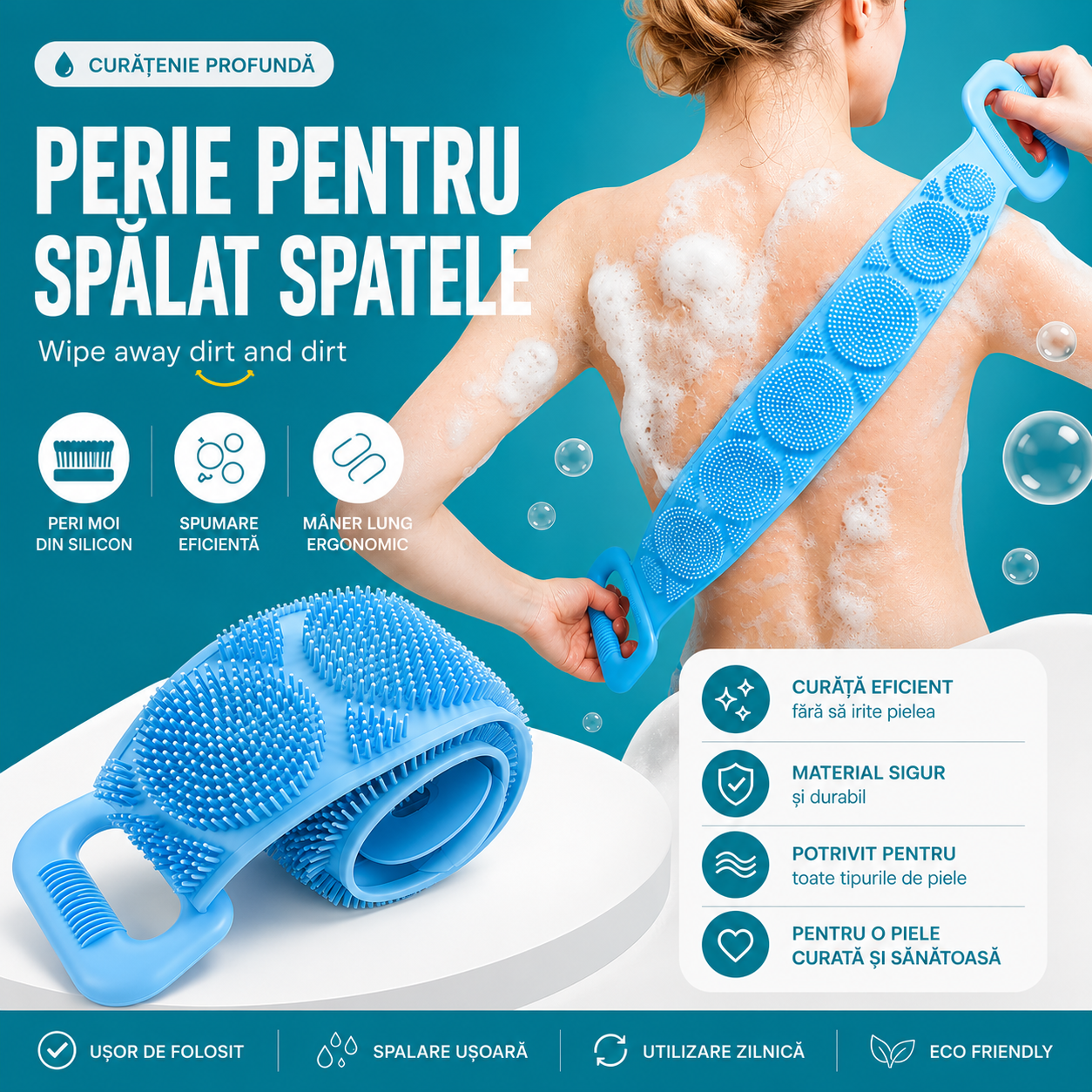 Perie de Spălare și Masaj din Silicon pentru Corp