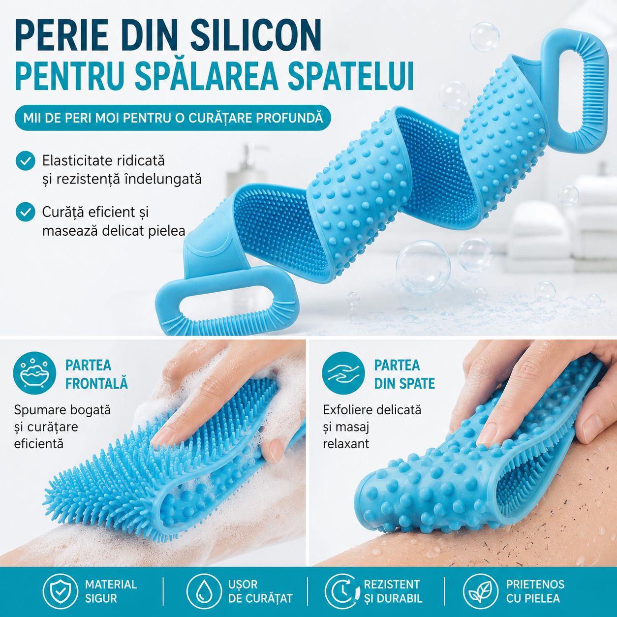 Perie de Spălare și Masaj din Silicon pentru Corp